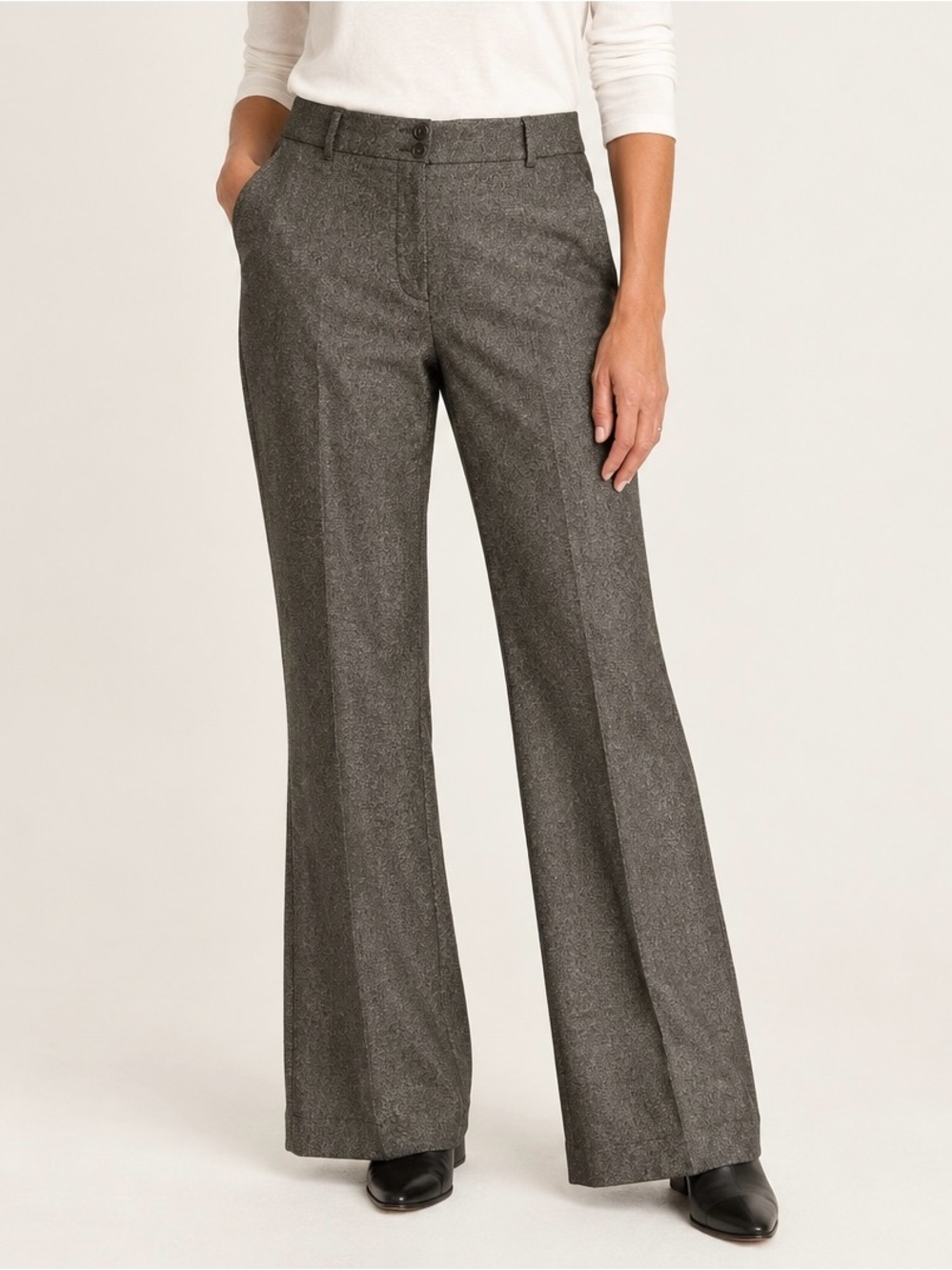 Talbots Charcoal Gray Wool-Blend Lined Dress Pants Size 12 Business Woman Flowy